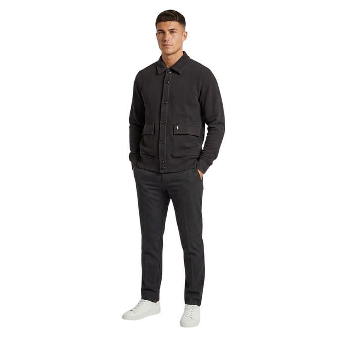 Luke Heren Cribbs Geribbelde Gebreide Cardigan (Zwart)