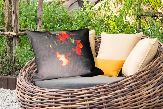 Buitenkussens - Vrouw - Rood - Groen - Druiven - 60x40 cm - Weerbestendig