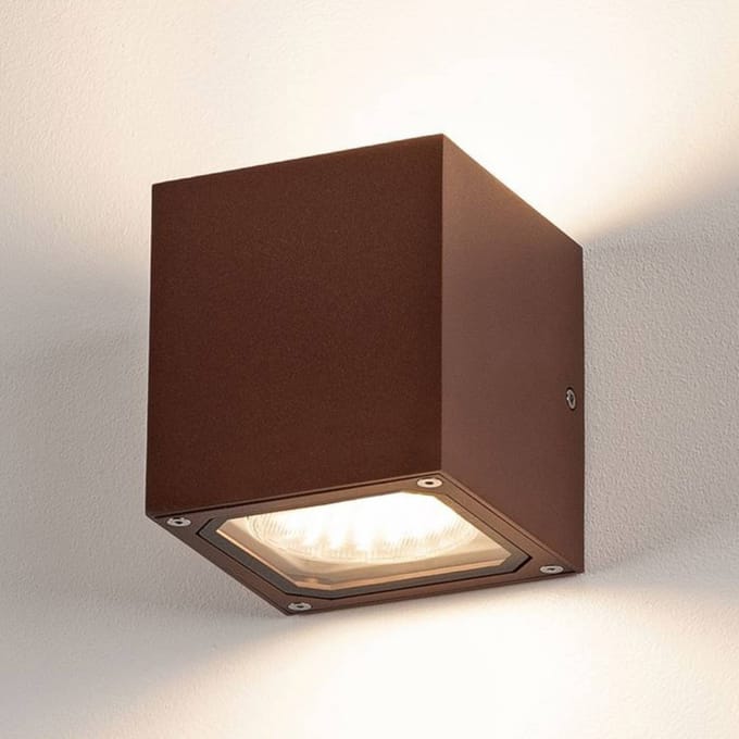 SLV Sitra Cube buitenwandlamp, roestbruin