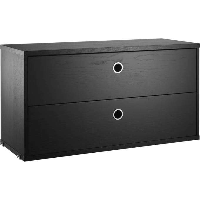 String Furniture - Ladeblok - Essen zwart gebeitst - 78 x 42 x 30 cm