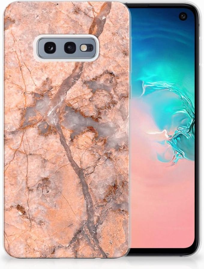 Samsung Galaxy S10e TPU Siliconen Hoesje Marmer Oranje