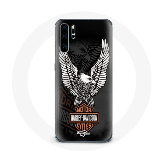 Coque pour Huawei P30 - Harley Davidson - Aigle logo - Rigide - Protection - Noir