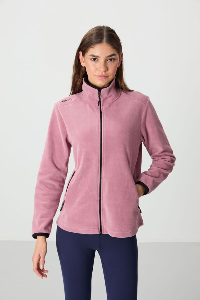 Dames Pluche Rits-Voorkant Sweatshirt