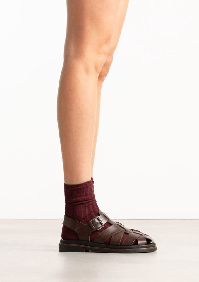 Sacha - Dames - Donkerbruine leren sandalen - Maat 42