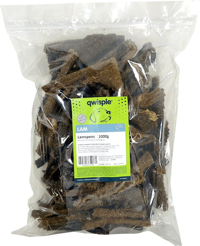 Qwisple Lamspens - Hondensnacks Natuurlijk Gedroogd - 1000 gr
