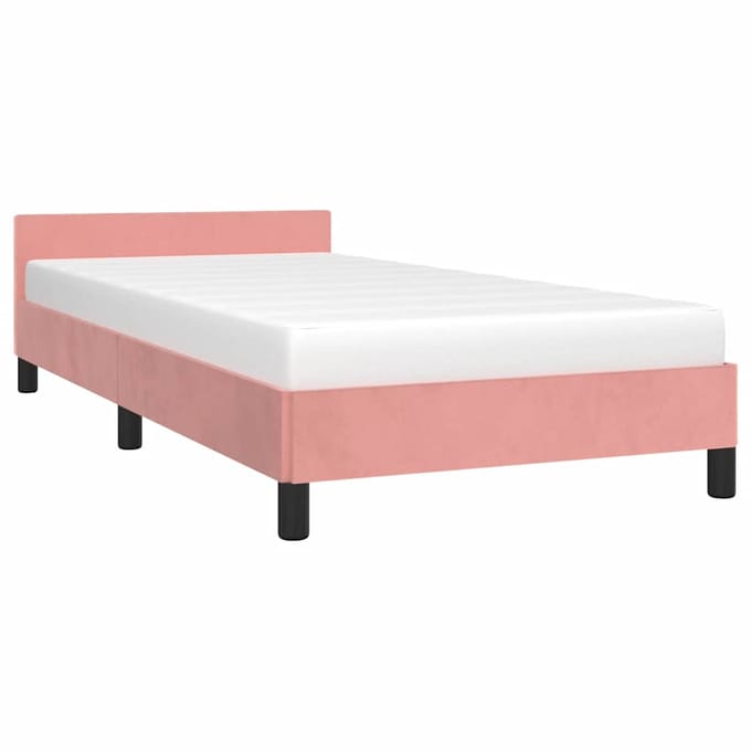 vidaXL - Bedframe - met - hoofdeinde - zonder - matras - 90x200 - cm - fluweel - roze