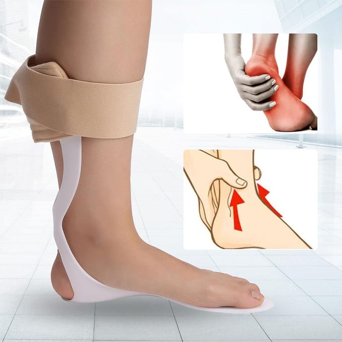 Verstelbare Voethefforthese Enkelcorrector Brace Ondersteuning Bescherming Spalk Linkervoet SM beige