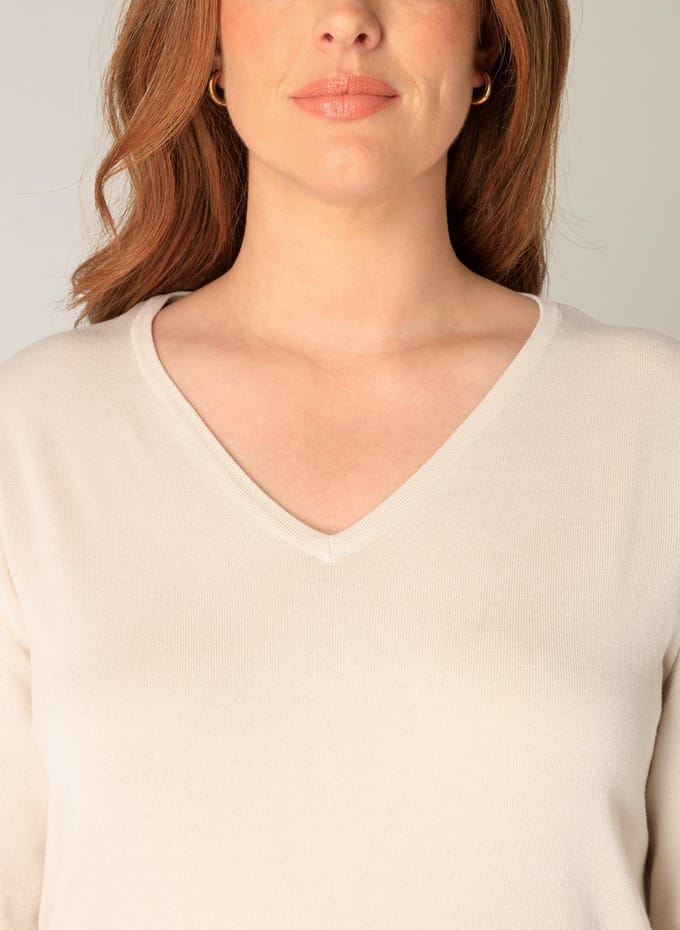 BASE LEVEL CURVY Anine Trui - Light Beige - maat X-0(44)
