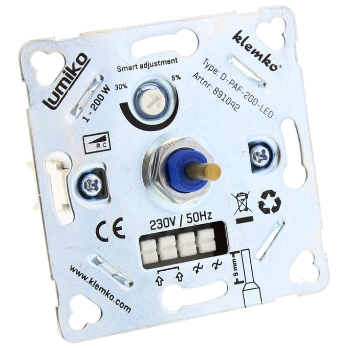 Klemko Inbouw LED dimmer - inbouw - 1-200W - IP20