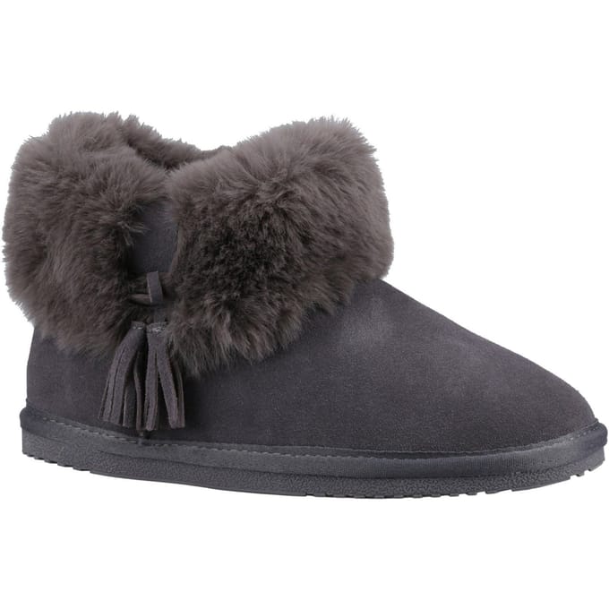 Hush Puppies Ayana Grijs en imitatiebont damespantoffels
