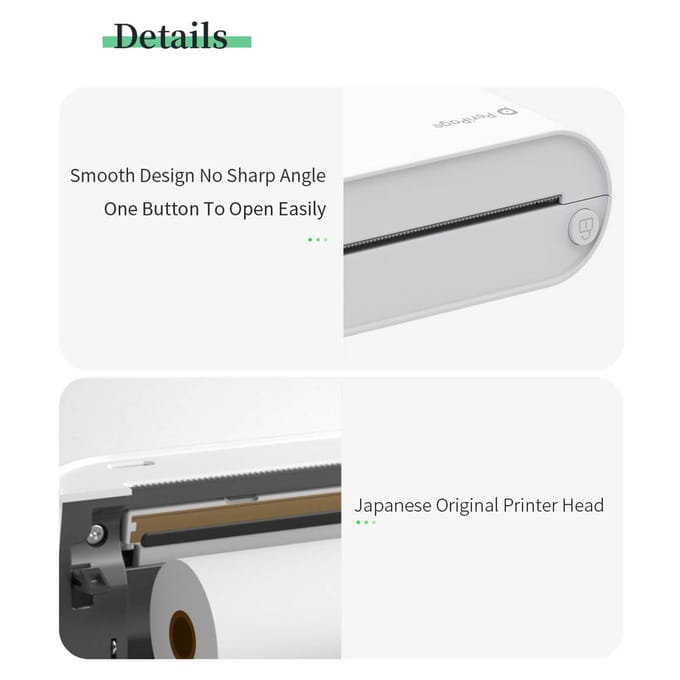 PeriPage A9 Mini draagbare thermische notitieprinter 203dpi BT Pocket Photo mobiele printer kassabonlabel wit