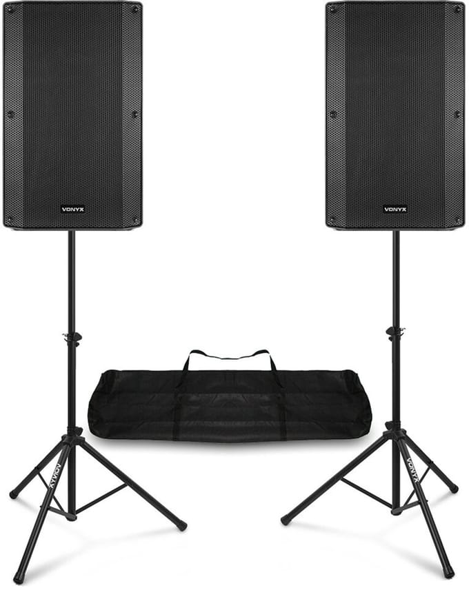 Dj speakers - Vonyx speaker set 15 inch met statieven - Actieve speaker - Bluetooth - 1000W