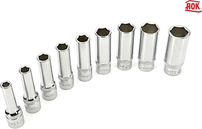 9 Delige 1/2" Super Grip Lange Doppenset
