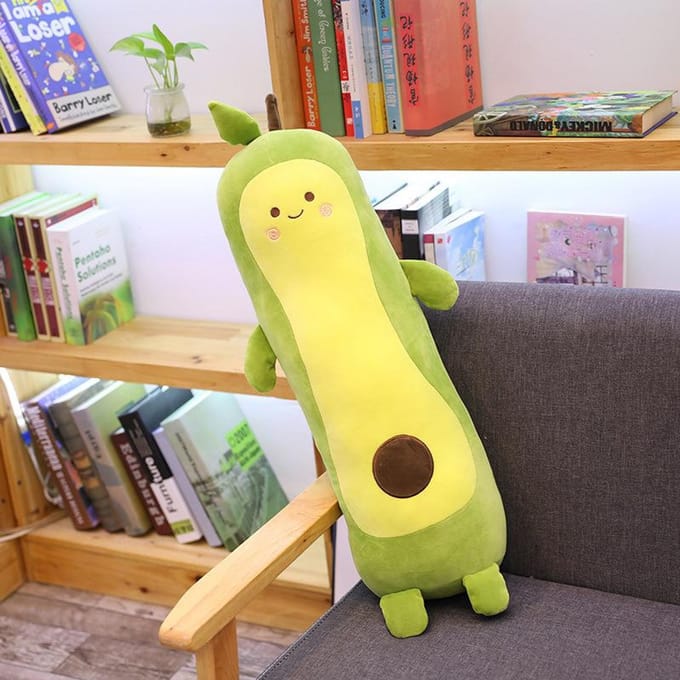 Oreiller en forme d'avocat amovible et lavable, grande peluche créative, oreiller à longues bandes, cadeau d'anniversaire 90cm