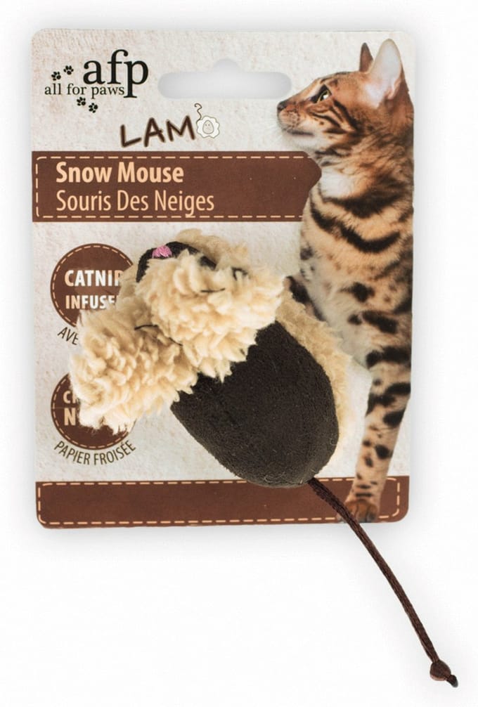 All For Paws Speeltje Sneeuw Muis - Kattenspeelgoed - 5x5x3 cm Assorti