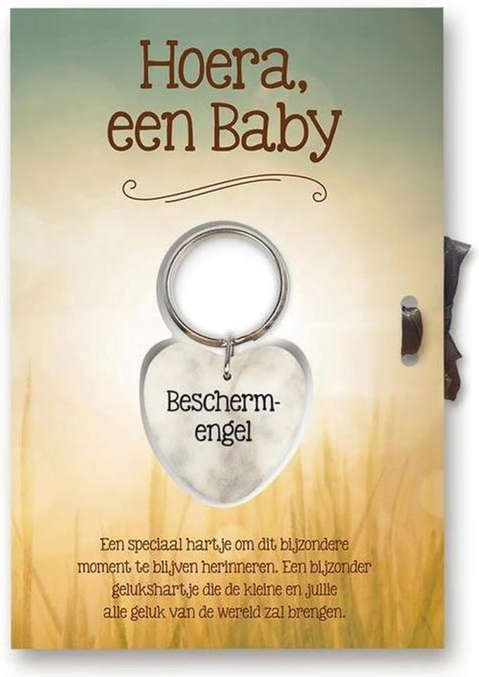 Gelukshart Sleutelhanger Giftcard  Hoera een Baby