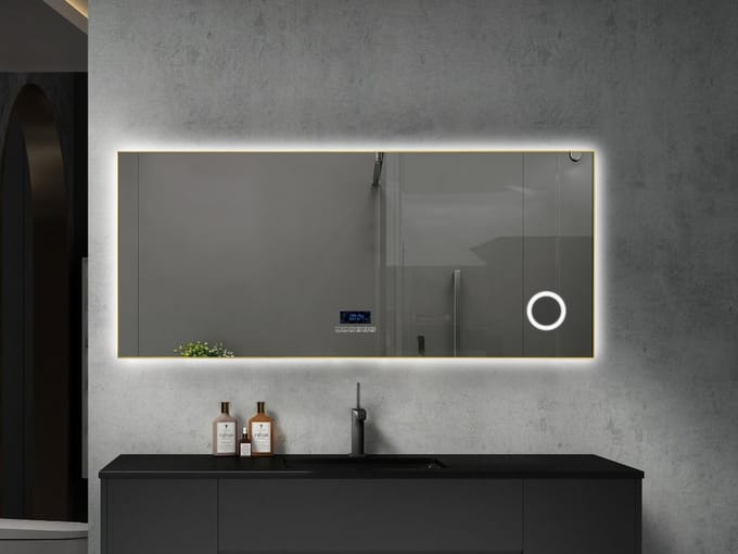 Mawialux LED Badkamerspiegel - Bluetooth - 160x70cm - Goud - Noël