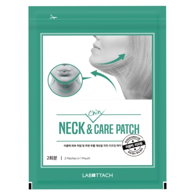 Wooshin Labottach Patch soin cou et menton – Masque hydrogel au collagène pour le soin du cou et du menton, 2 pièces