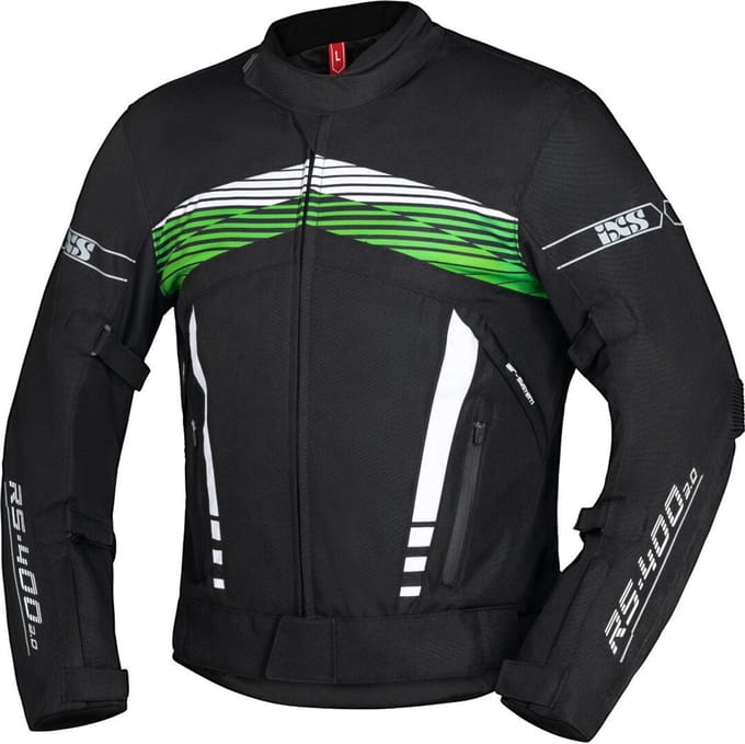 IXS RS-400-ST 3.0 Waterdichte Zwart Wit Groen Textiele Motorjas - Jas