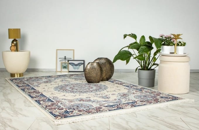 Flycarpets Darius Klassiek Perzisch Design Medaillon Oosters Vloerkleed - Creme - 160x230 cm