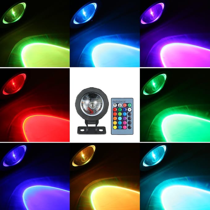 AC85-265V 10W RGB LED onderwaterlicht dompellamp met afstandsbediening 16 kleuren veranderen EU Plug zwart