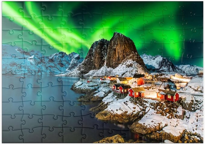 Puzzel 100 Stukjes Noorderlicht Boven Hamnoy Noorwegen