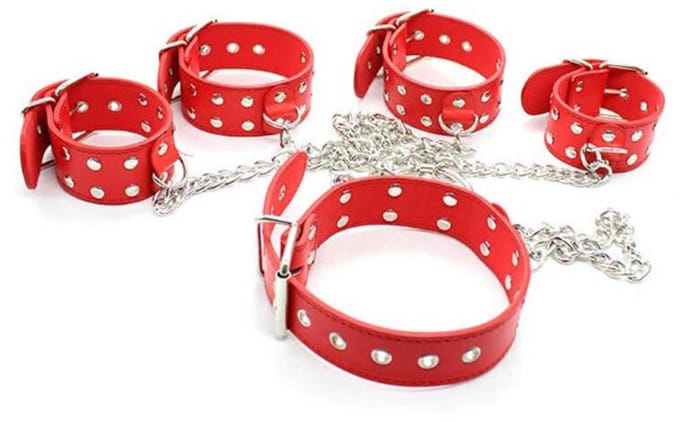 Smart Moves - Collar Handboeien Enkelboeien Set - Met ketting - Rood
