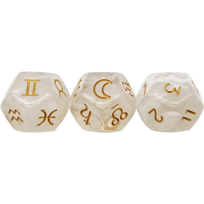 3 stuks Astrologie Dobbelstenen D8 D12 Tarot Dobbelstenen Polyhedrale Parel Patroon Dobbelstenen voor Waarzeggerij Astrologie Tarot Kaarten Accessoire