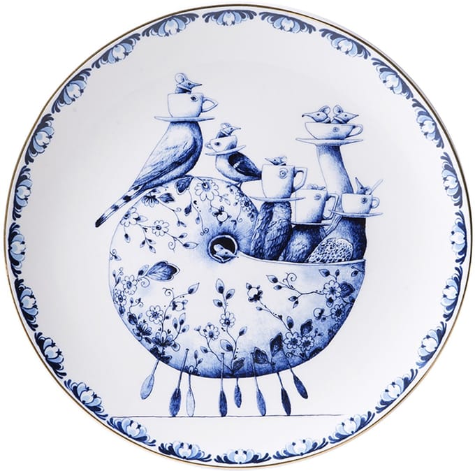 Heinen Delfts Blauw - Wandbord Redmer Hoekstra - Slak - Keramiek - 20 cm