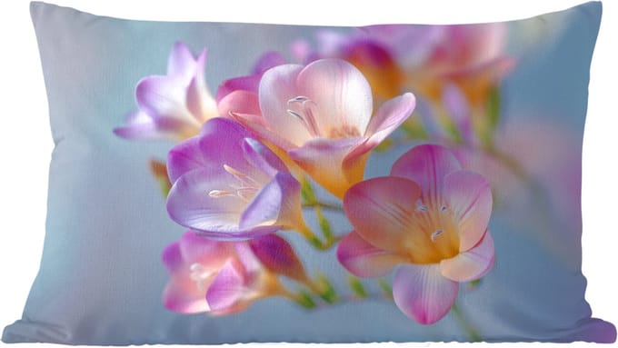 Sierkussens - Kussentjes Woonkamer - 60x40 cm - Bloemen - Paars - Overloop - Meeldraden