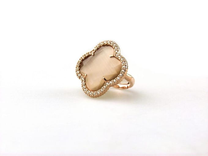 model Fiori gezet ring in zilver verguld bruine steen