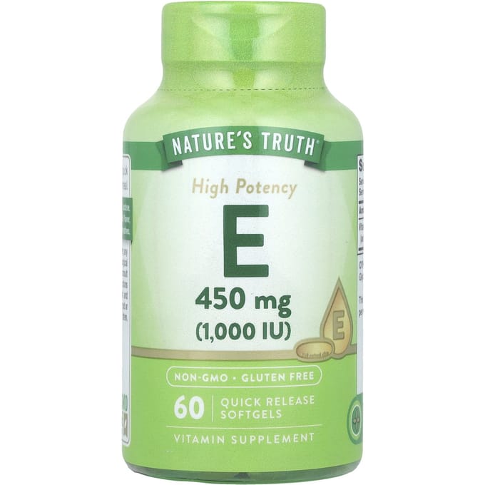Nature's Truth, Vitamine E, Haute Puissance, 450 mg (1 000 UI), 60 Gélules Molles à Libération Rapide