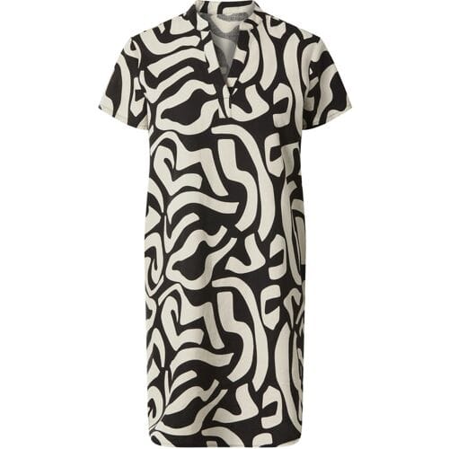 ESMARA Linnen dames jurk (Zwart/wit, S (36/38))