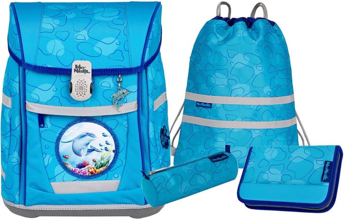McNeill Schooltas Tenero Schoolbag Set 5-delig Bubble Lichtblauw