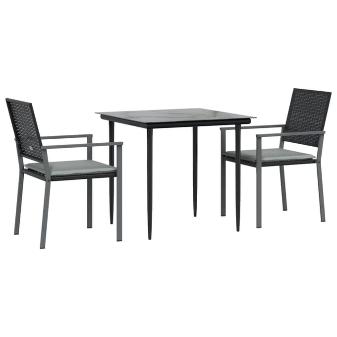 vidaXL - 3-delige - Tuinset - met - kussens - poly - rattan - en - staal