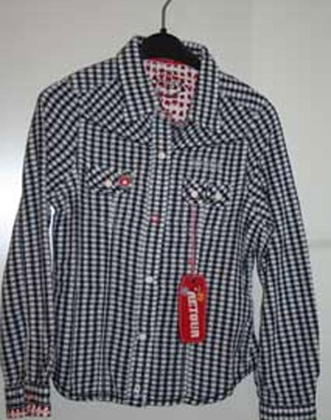 Retour blouse Tiffany blauw met wit geruit maat 6 (maat 110/116)