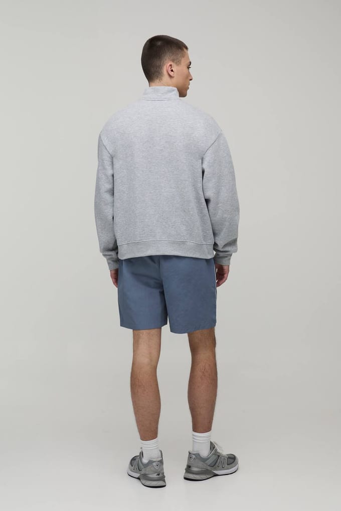Baggy Short Length Piping Nylon Short | Slate | Size Medium