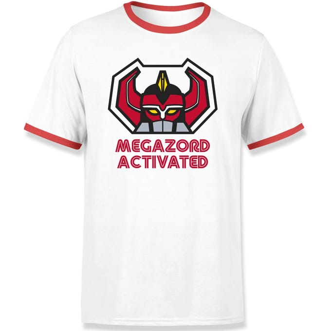 Power Rangers Megazord Activated Unisex T-Shirt - Wit / Rood Ringer - M