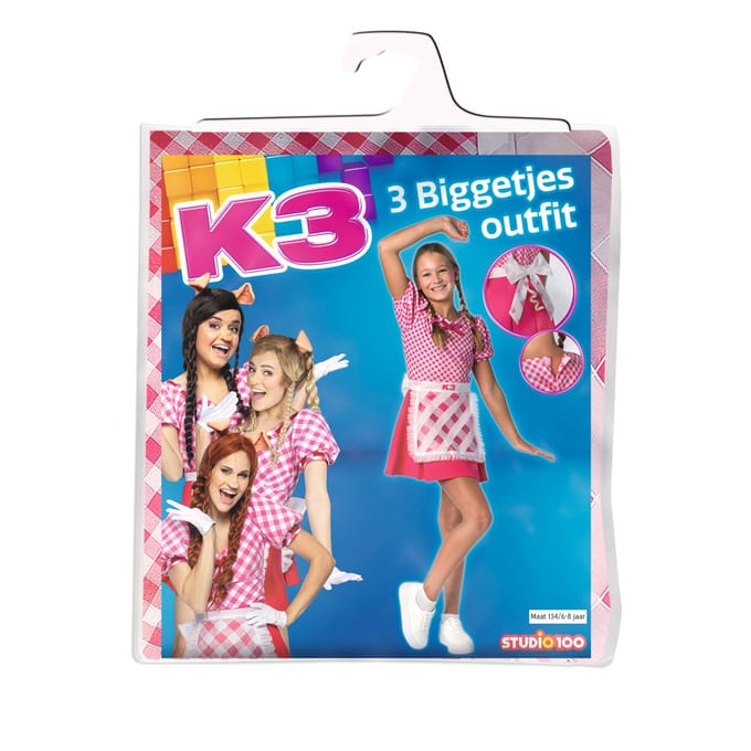 K3 verkleedkleding - verkleedjurk De 3 Biggetjes - 6/8 jaar - Maat 134