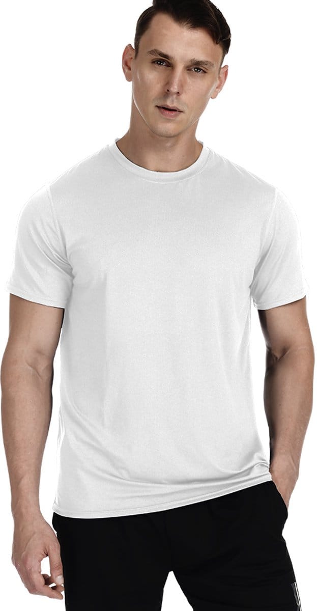 MEETYOO Sportshirt Heren - Hardloopshirt Korte Mouwen-Wit-S