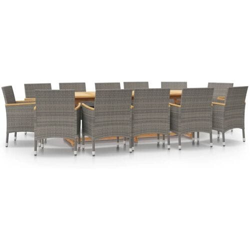 vidaXL - 13-delige - Tuinset - met - kussens - grijs