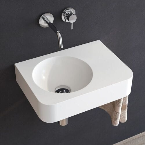 Kronenbach Stone hand wash basin 45 x 33 cm with towel rail, basin left without tap hole KB137519BK