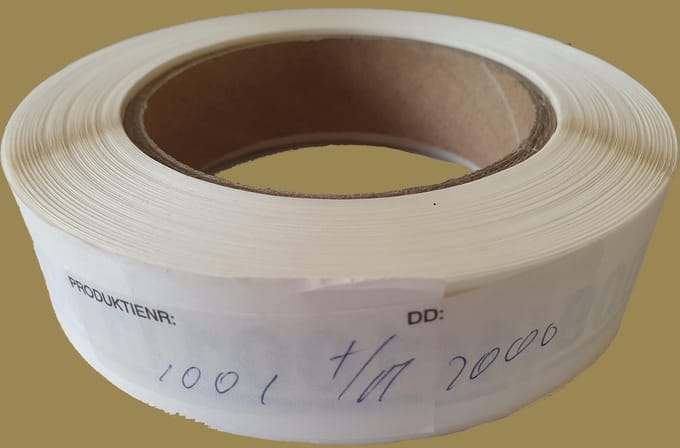 Genummerde etiketten op rol, 40 x 27 mm, PP / 1001 t/m 2000