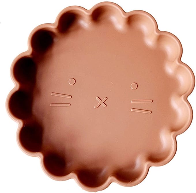 Rammelaartje bord siliconen Leeuw Roest – bruin 17 cm