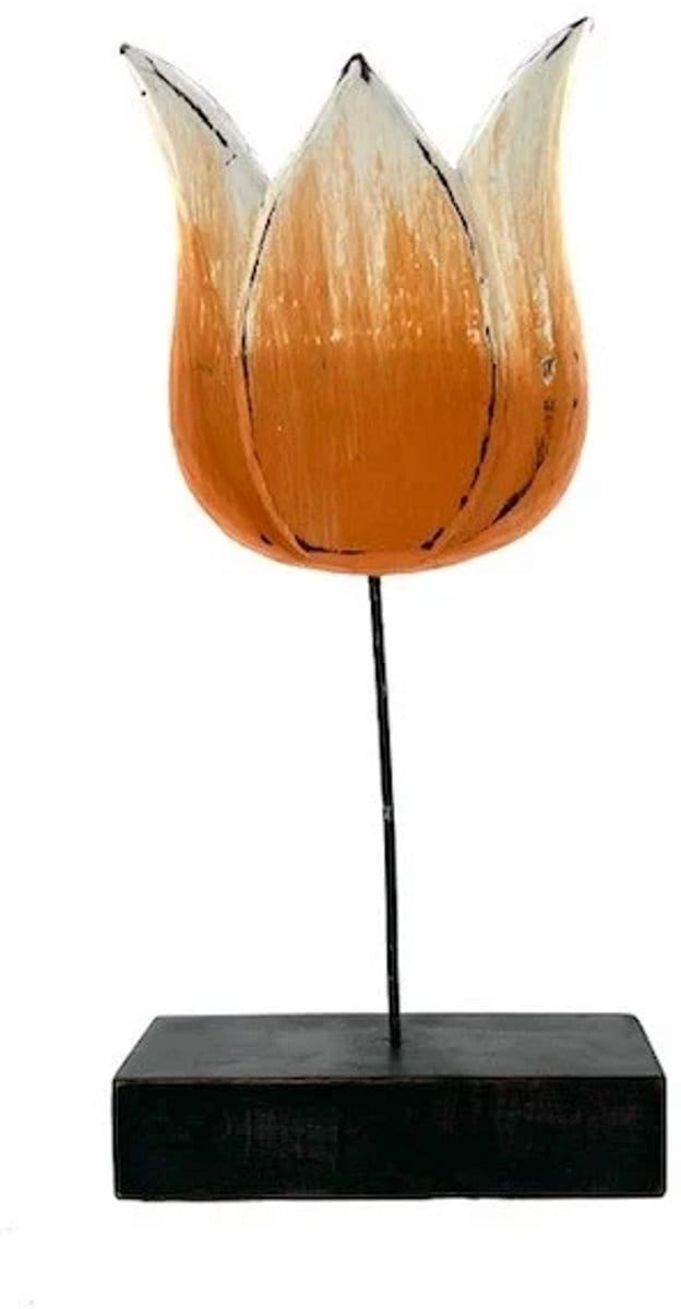 Houten tulp Uta op standaard oranje, klein