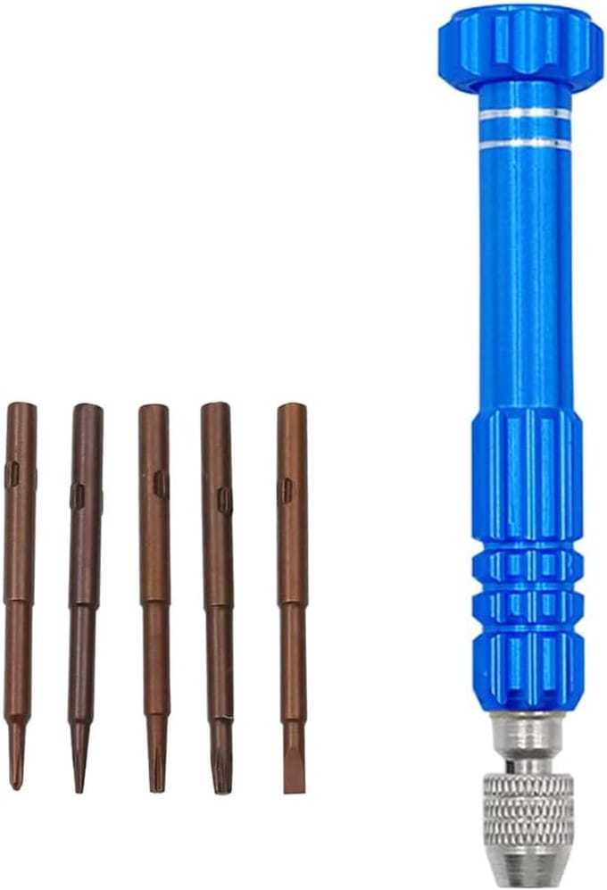 Multifunctionele Schroevendraaier Set - Mini Handgereedschap - Reparatie Klusjes - 5 Verwisselbare Bits - 10cm Draagbaar - Blauw