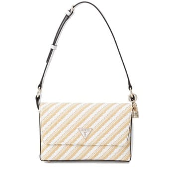 GUESS Schoudertas Simona Flap Shoulder Bag Natural / White Veelkleurig