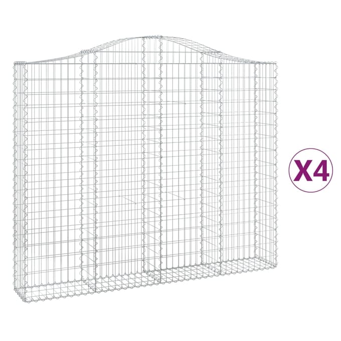 vidaXL - Schanskorven - 4 - st - gewelfd - 200x30x160/180 - cm - ijzer