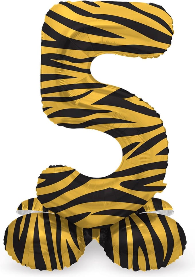 Staande Folieballon Cijfer 5 Tiger Chic - 41 cm