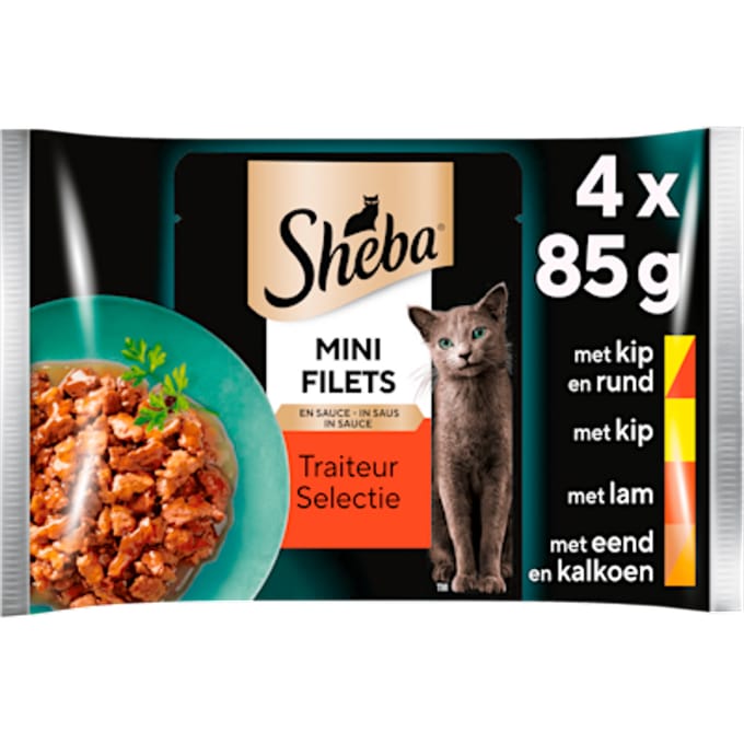 Sheba Multi-Pack Mini Filets Traiteur Pouch - Kattenvoer - Vlees 4x85 g